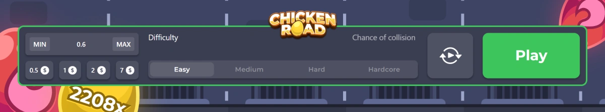 Chicken Road Control Panel.